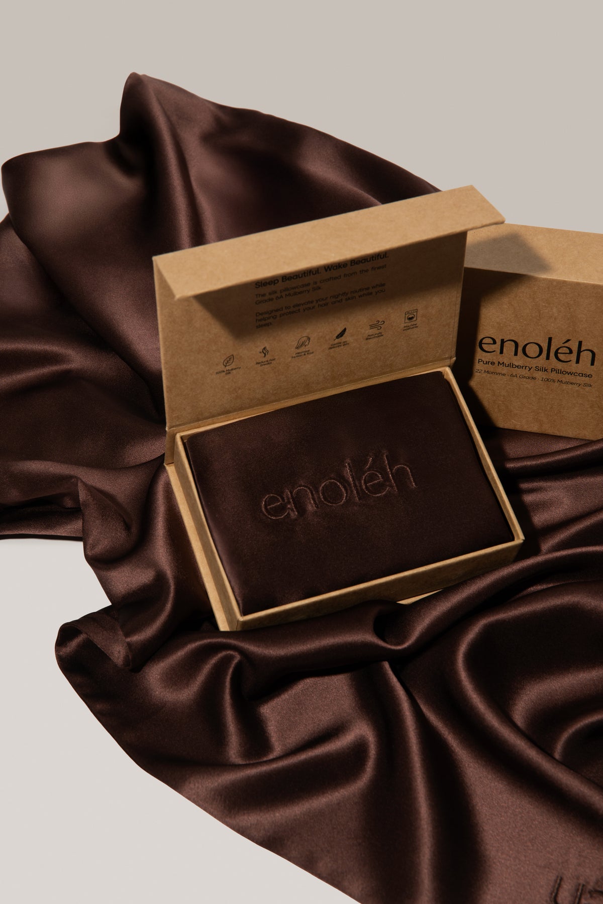 The Céleste pillowcase in Chocolate Brown